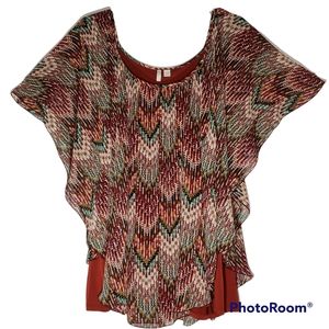 Cato est 1946 women's plus size 28W pullover lined geometric print blouse.